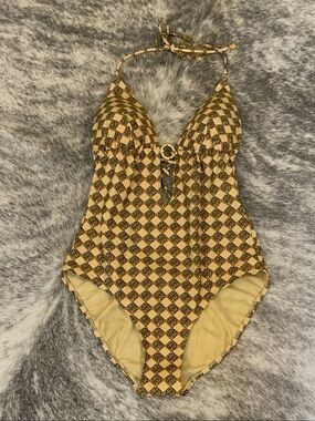 Tory Burch Halter Swimsuit with Gold Ring
